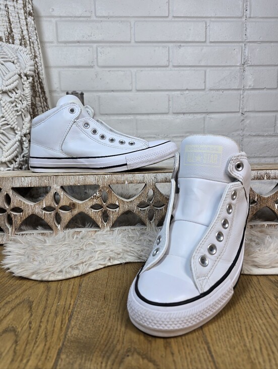 Converse Shoes - Converse White CTA High Top Leather Sneakers Size 9 Womens